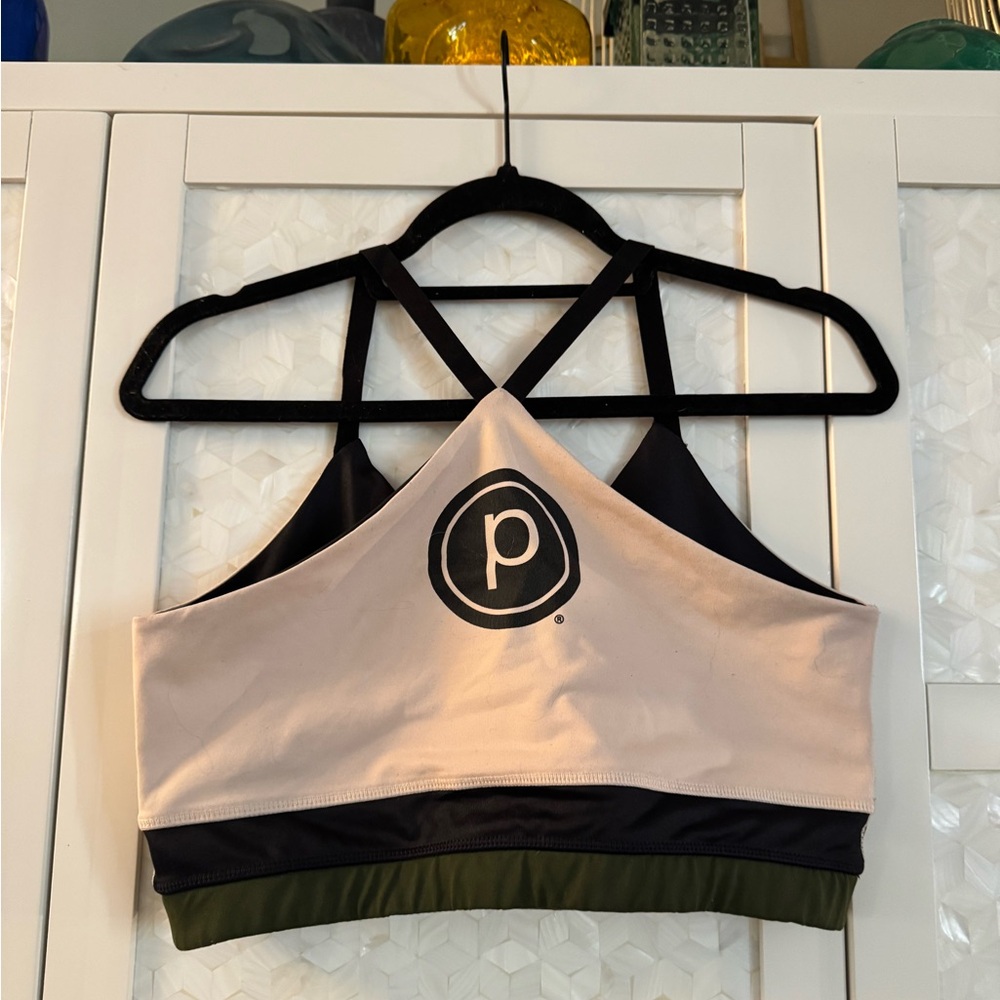 Pure Barre Women's Black and Cream Reversible Sports Bra